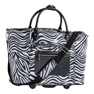 CALPAK Zanny Carry On Bag Zebra Animal Print Rolling Tote Collection Laptop NWT